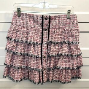 Maje Woman Ruffled Tweed Mini Skirt NWT